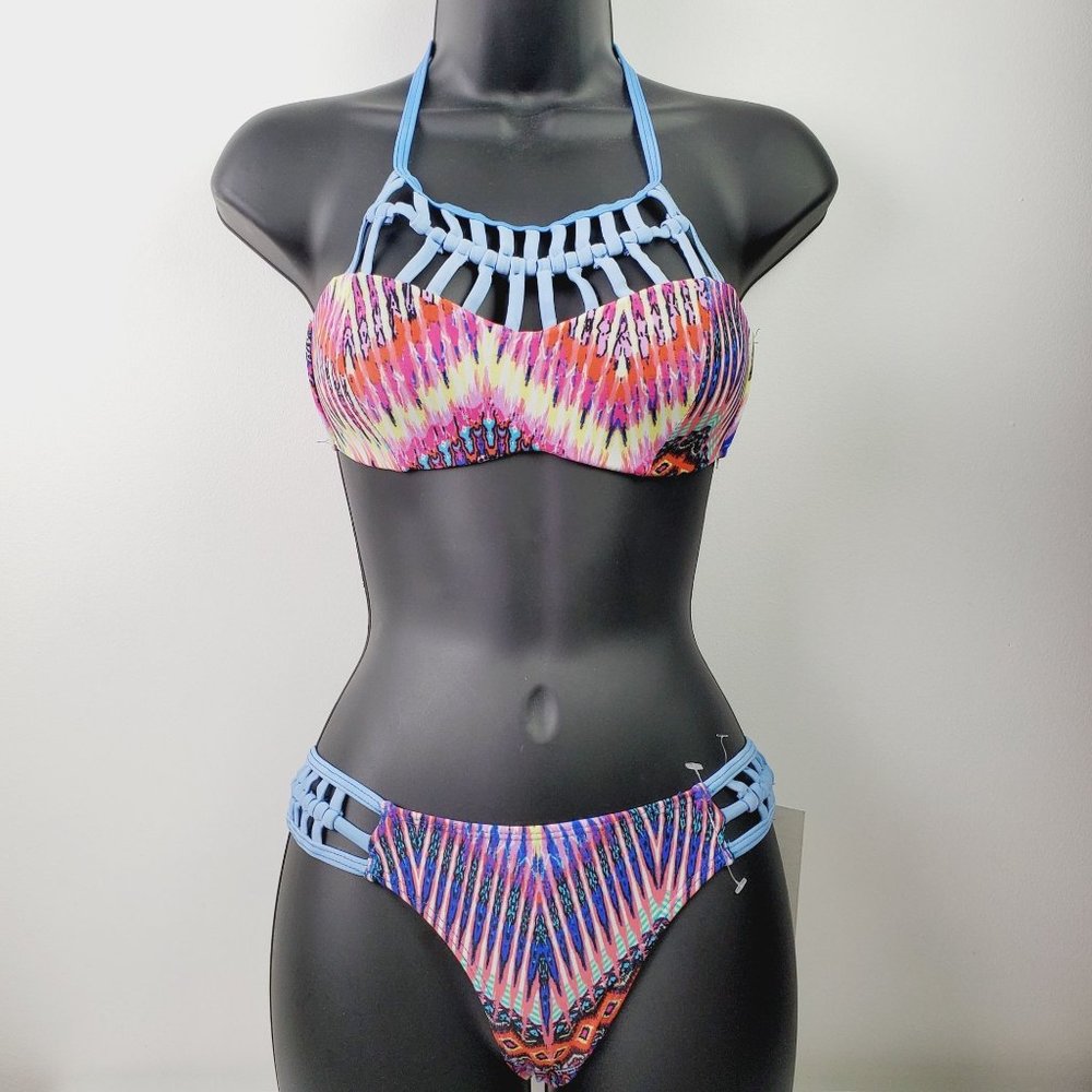 Tini Bikini Tie Dye Strappy Two Piece Swimsuit Sz XS